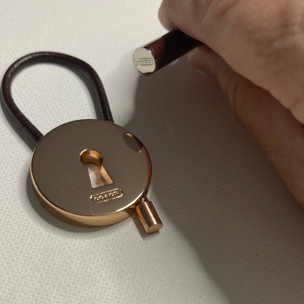Coach Rose Gold Keychain with Brown Coach Pen - Picture 4 of 7